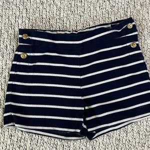 Girls size  4 Janie and Jack navy blue and white shorts with gold buttons